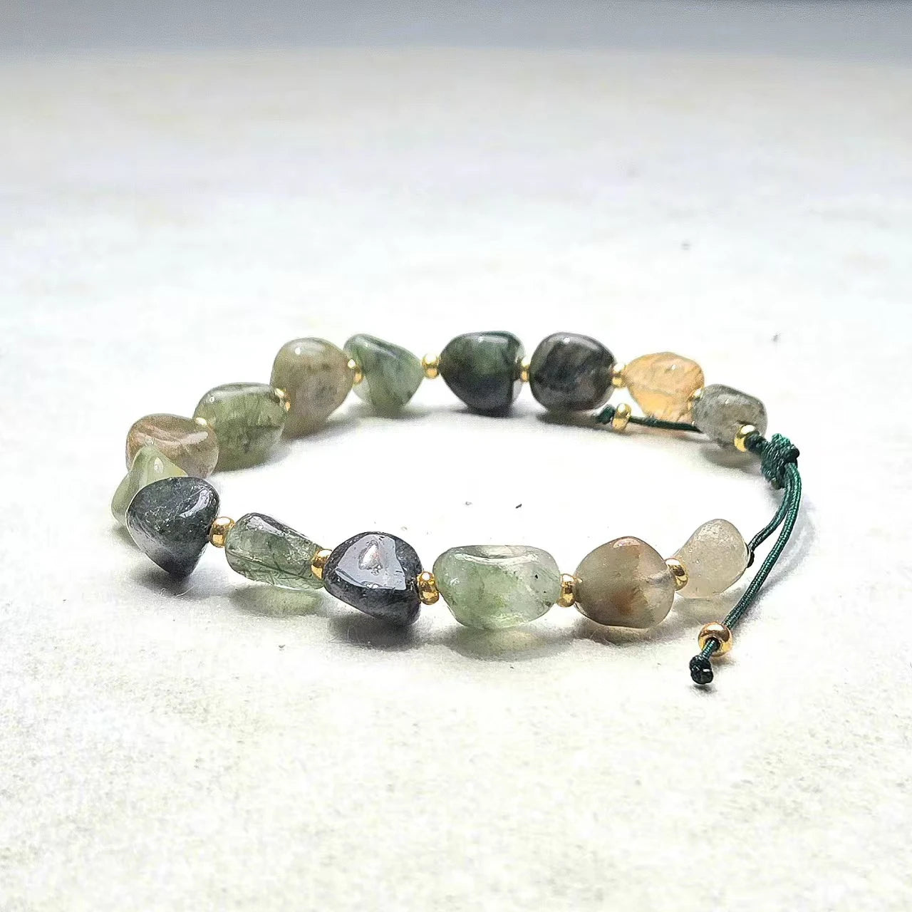 Hand Braided Moss Agate Bracelet