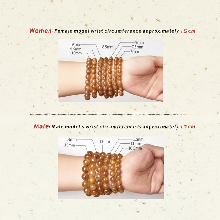 Crystal Bracelet Bead Size Comparison Guide - 6mm 8mm 10mm 12mm Metal Energy Beads Worn on Wrist - 8fortune