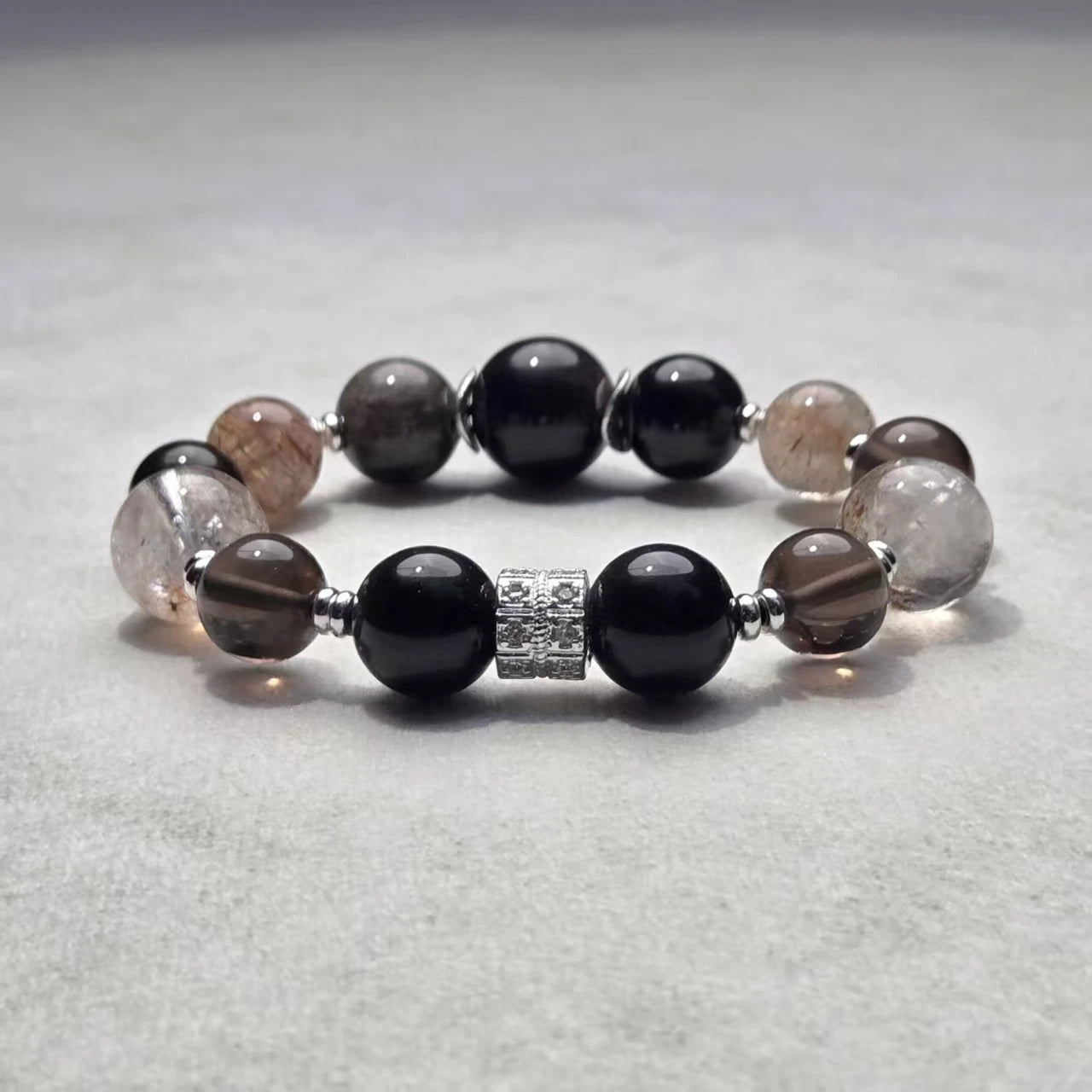 Water Energy Crystal Bracelet - Natural Blue and Black Crystals for Water Element Balance, Wisdom and Emotional Flow - 8fortune