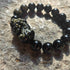 Close-up Detail of Golden Obsidian Beads - Natural Metallic Sheen and Crystal Structure in Five Elements Bracelet - 8fortune