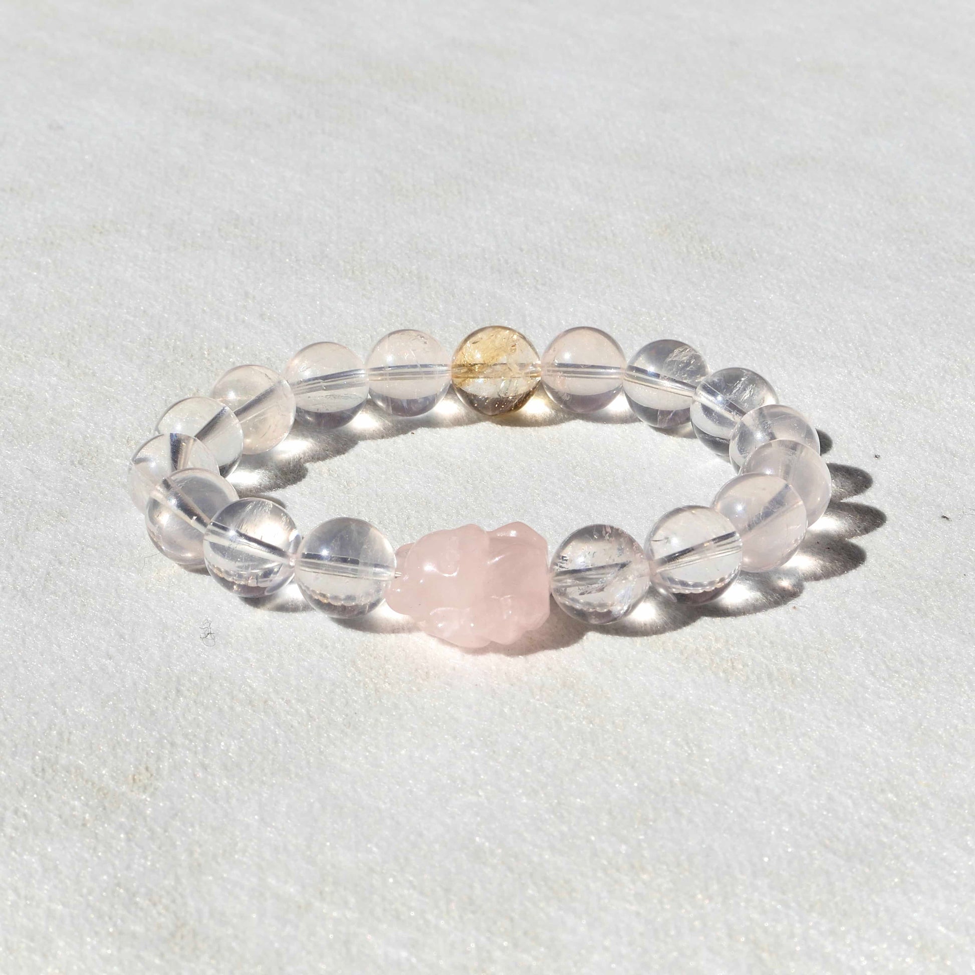 Natural Star Light Rose Quartz with Citrine Nine-Tailed Fox Rose Quartz Bracelet(10mm) | Designer Limited Edition Collection