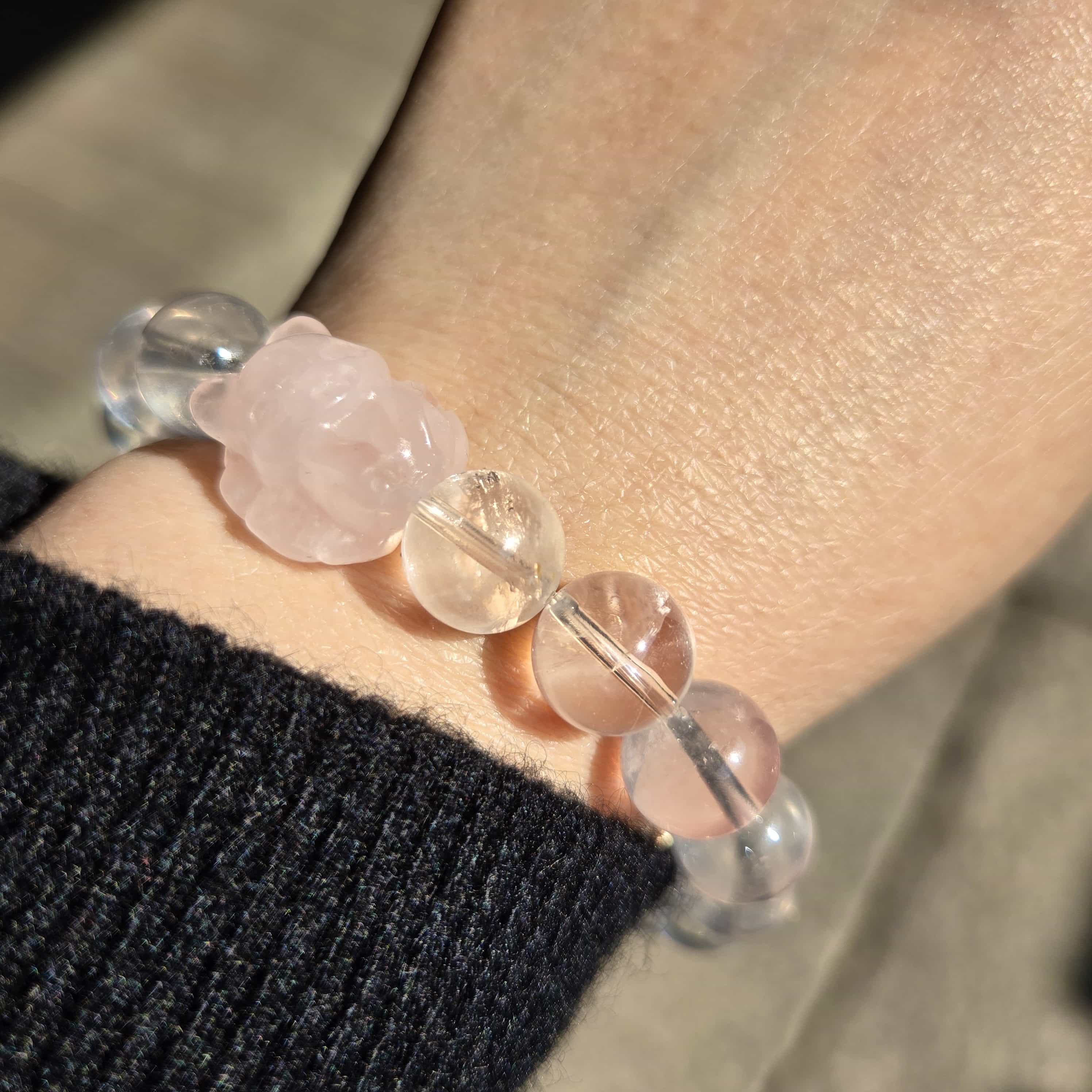 Natural Star Light Rose Quartz with Citrine Nine-Tailed Fox Rose Quartz Bracelet(10mm) | Designer Limited Edition Collection