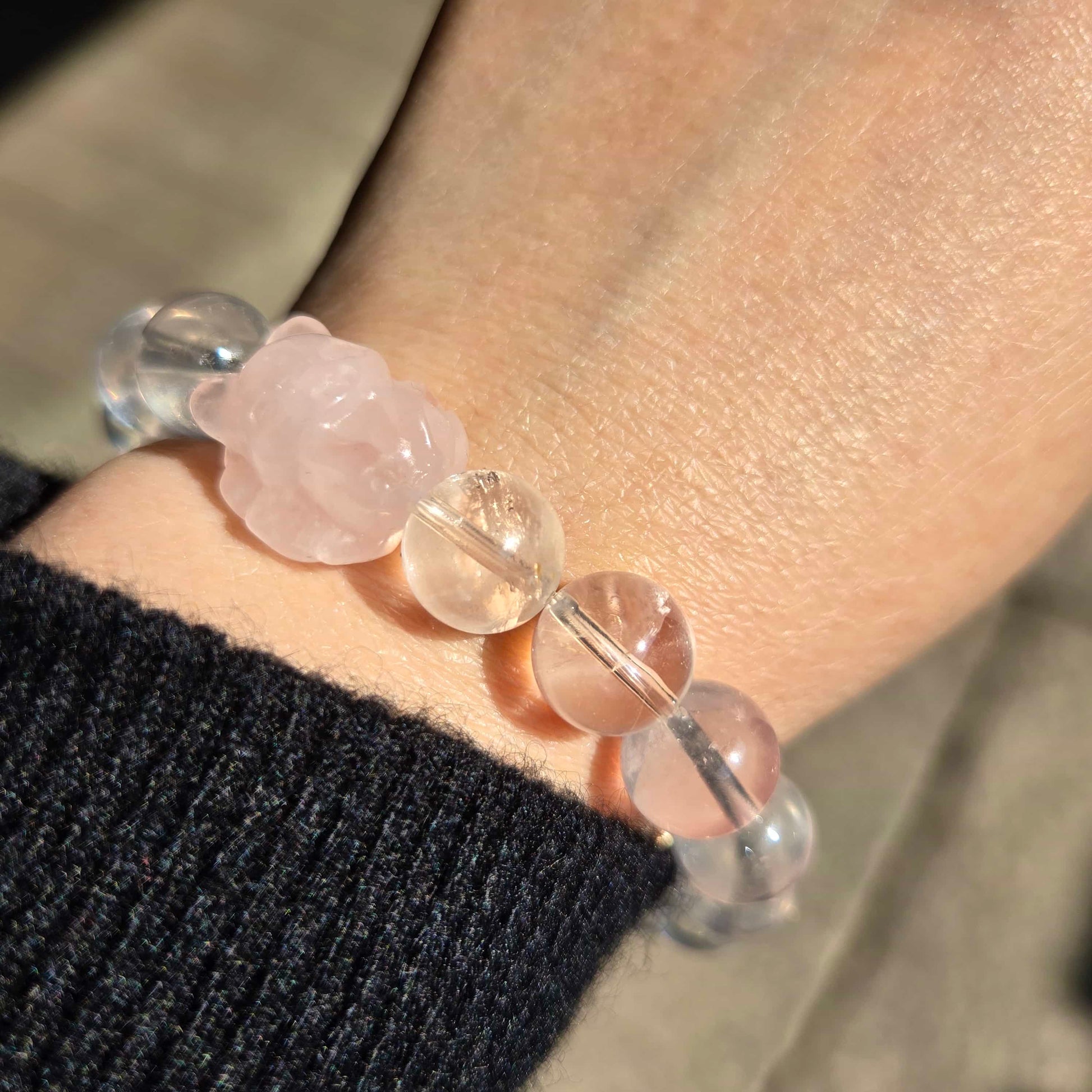 Natural Star Light Rose Quartz with Citrine Nine-Tailed Fox Rose Quartz Bracelet(10mm) | Designer Limited Edition Collection