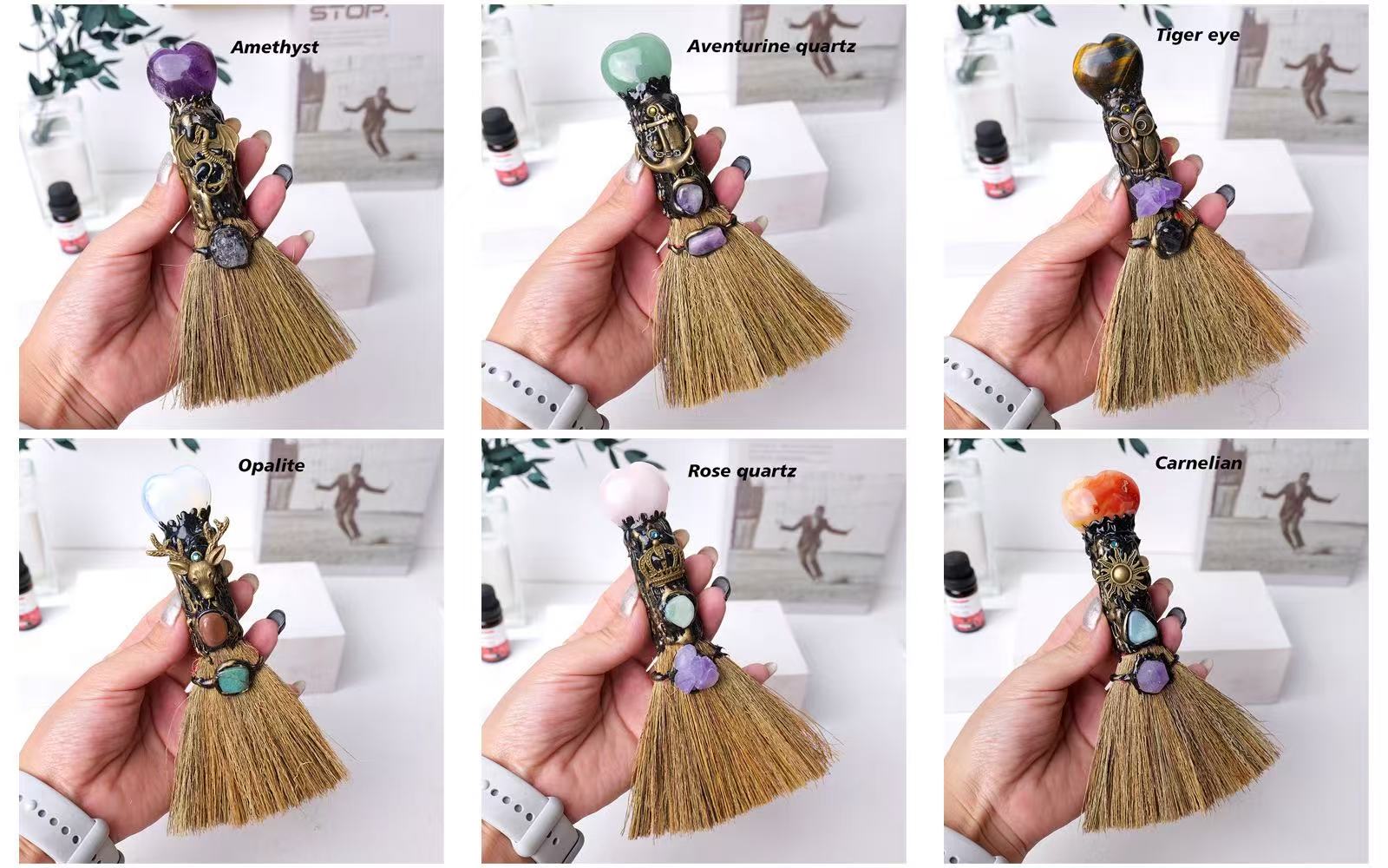 Crystal Broom for Energy Cleansing - Natural Gemstone Decor - 8fortune