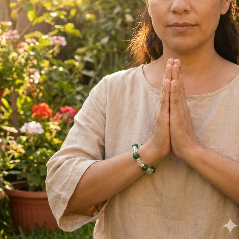 ウッドエレメントクリスタルブレスレット