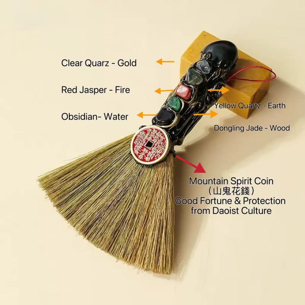 Five - Element Crystal Broom Decor - 8fortune