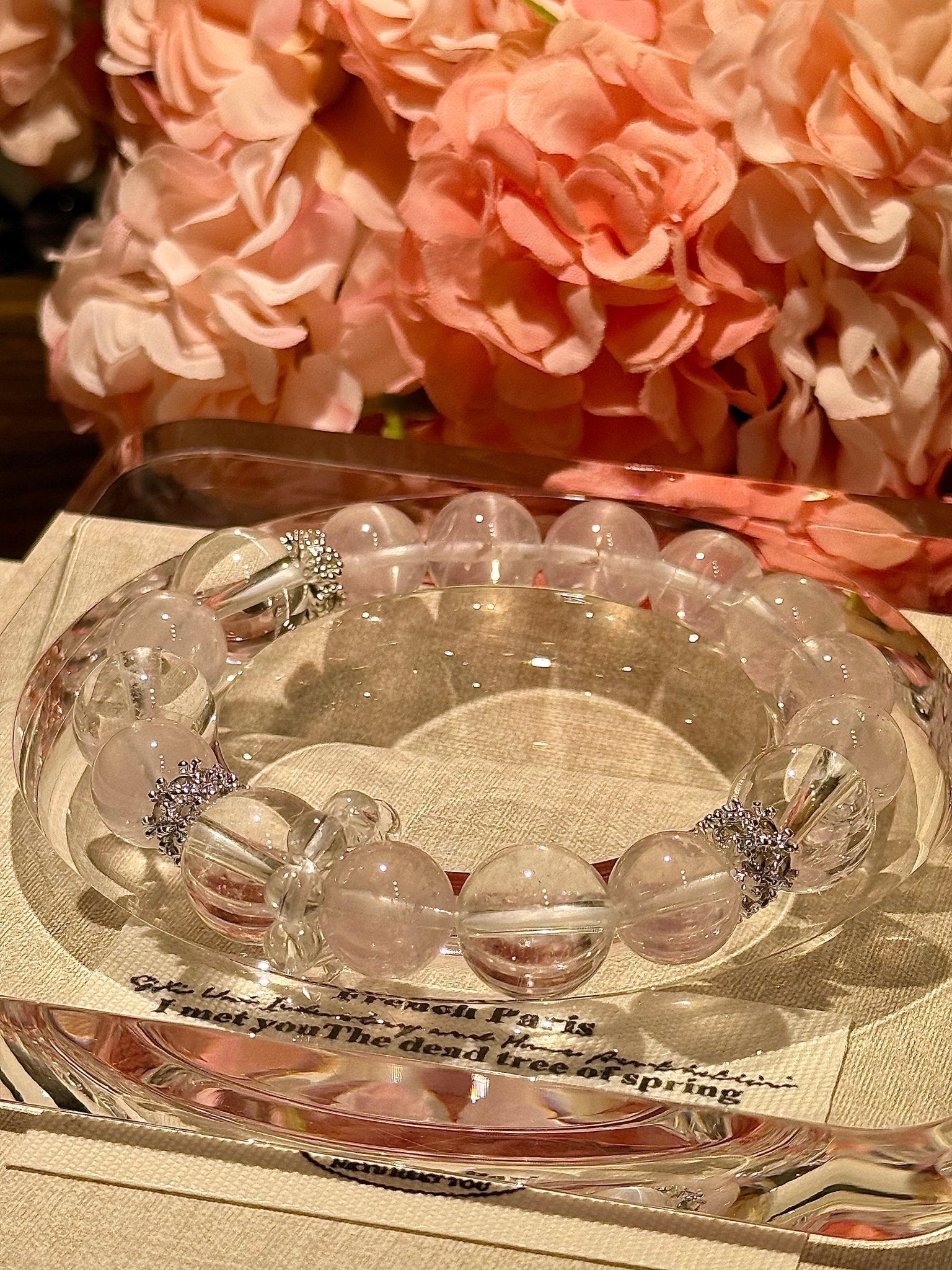 Starlight Rose Quartz and Clear Quartz Bracelet - 8fortune