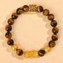 Tiger's Eye Pi Xiu Wealth Bracelet with Ancient Coin | Stone Beads for Good Fortune & Success - 8fortune